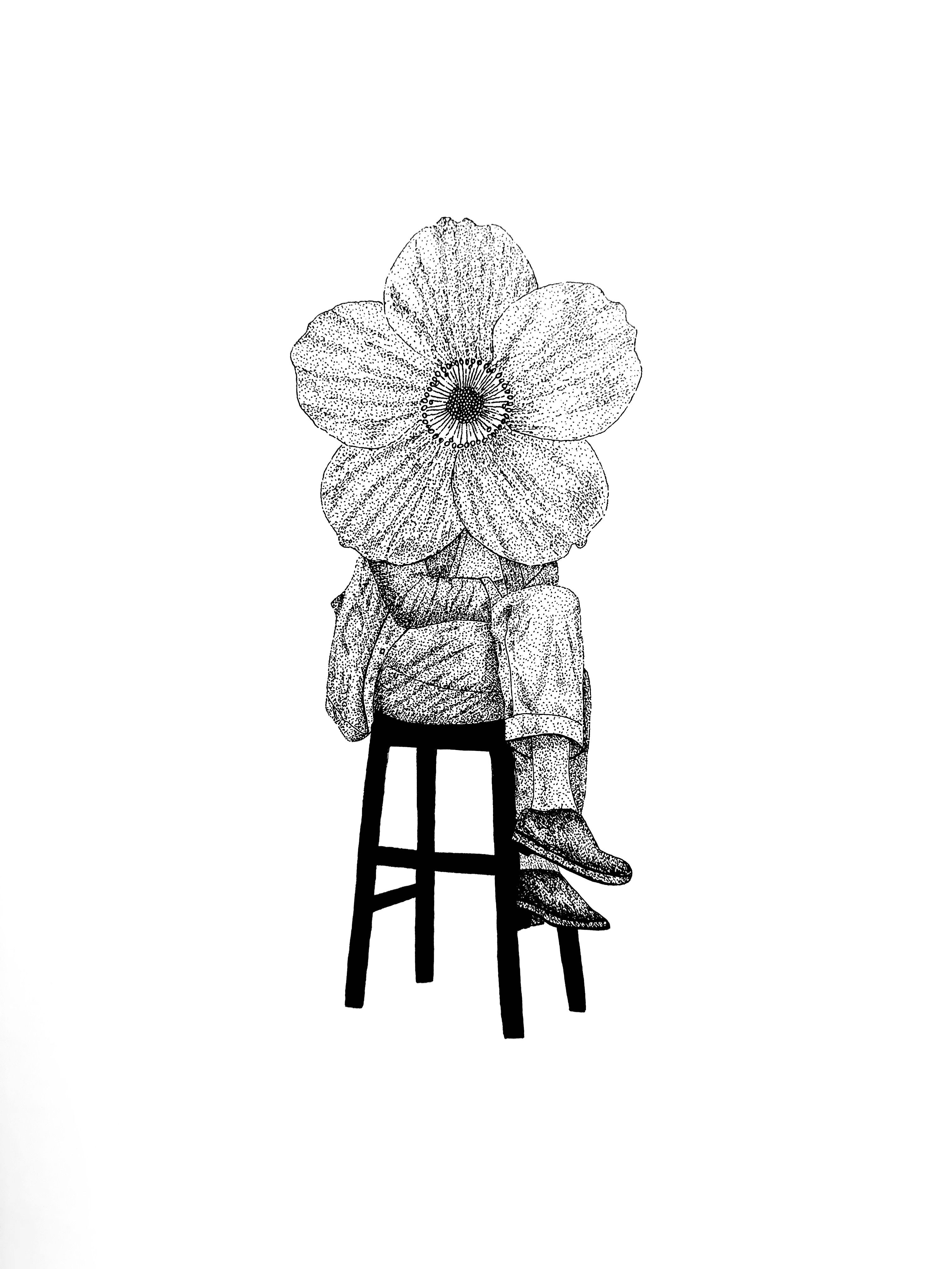 Flower sitting on a stool