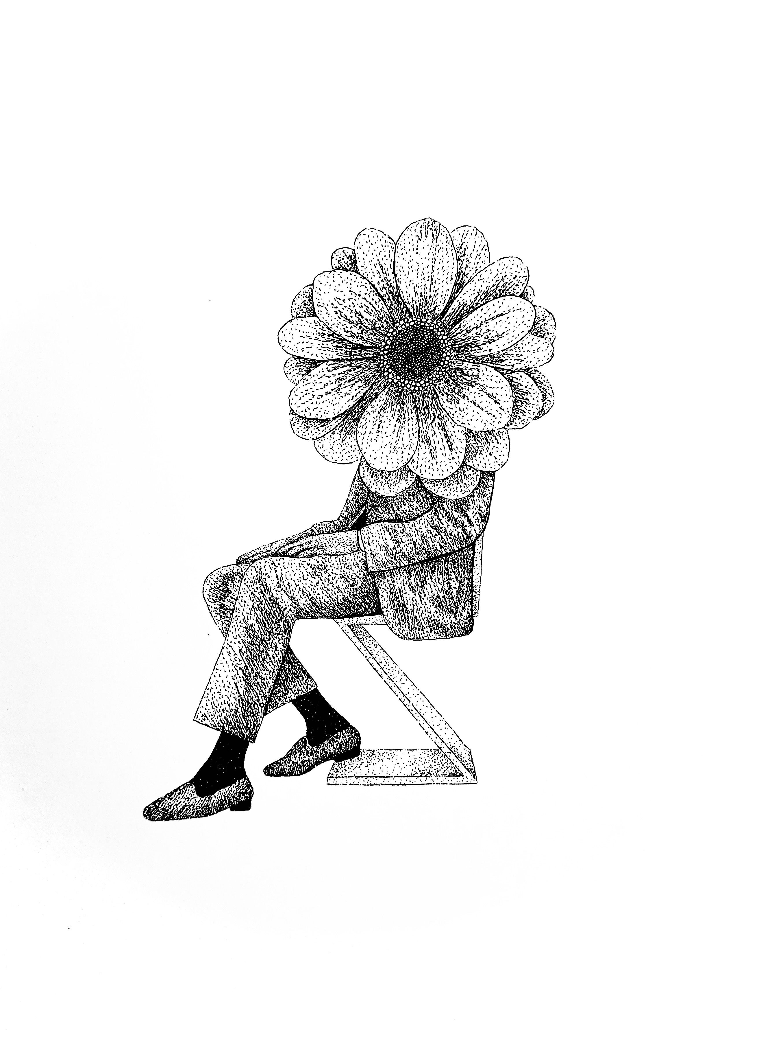 Flower sitting on its side