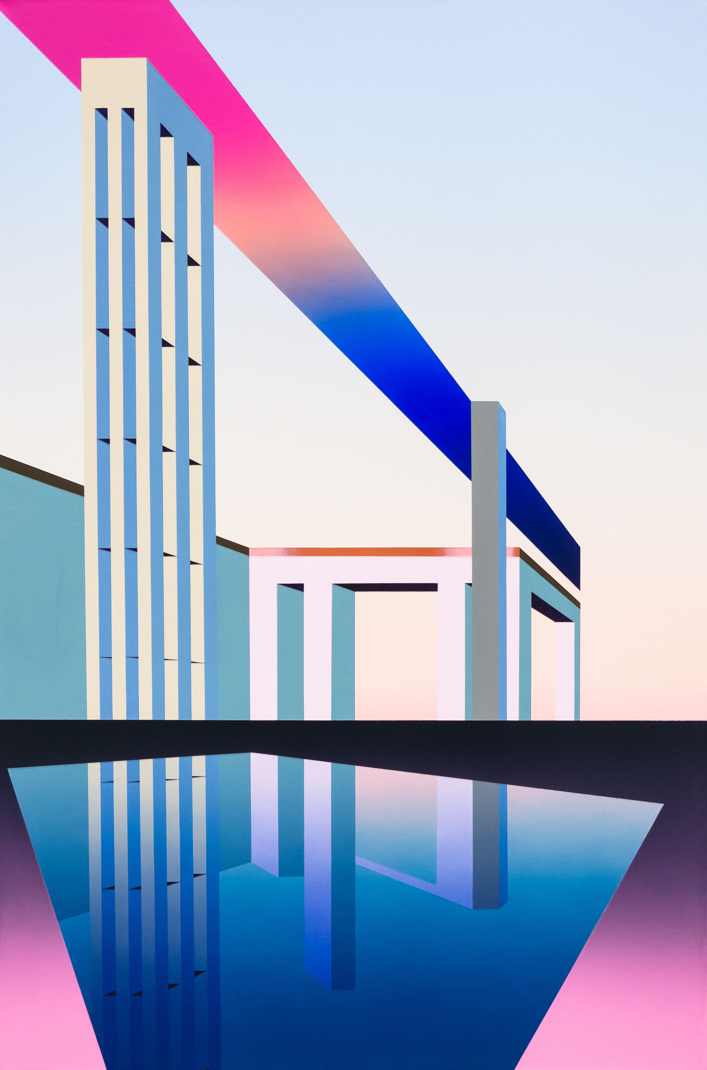 Torre de agua sobre espejo